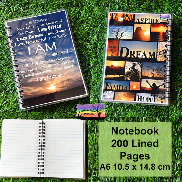 I am  Notebook A6 size 200 lined pages